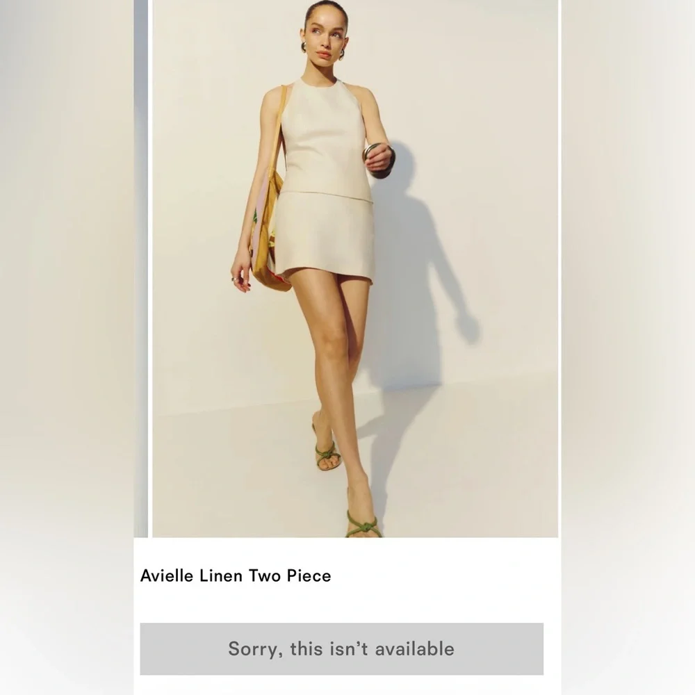 Reformation Avielle Linen Two Piece Ivory - Size 4